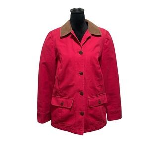 LL Bean Women's Red Cotton Women's Adirondack Barn Coat, Flannel-Lined XS